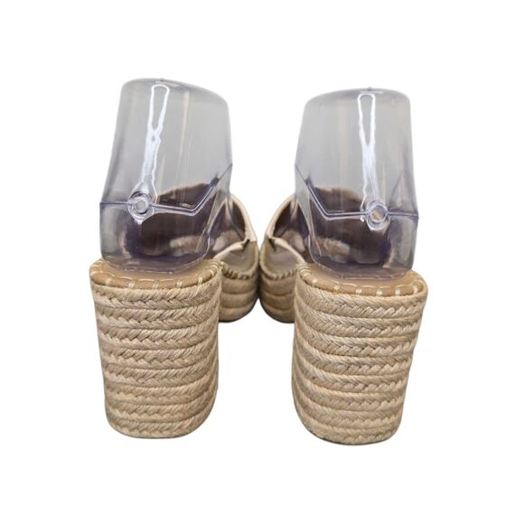 Top Moda Women's 5.5 Ivory Cream Espadrille Chunky Heel Mules Sandals - Picture 4 of 16